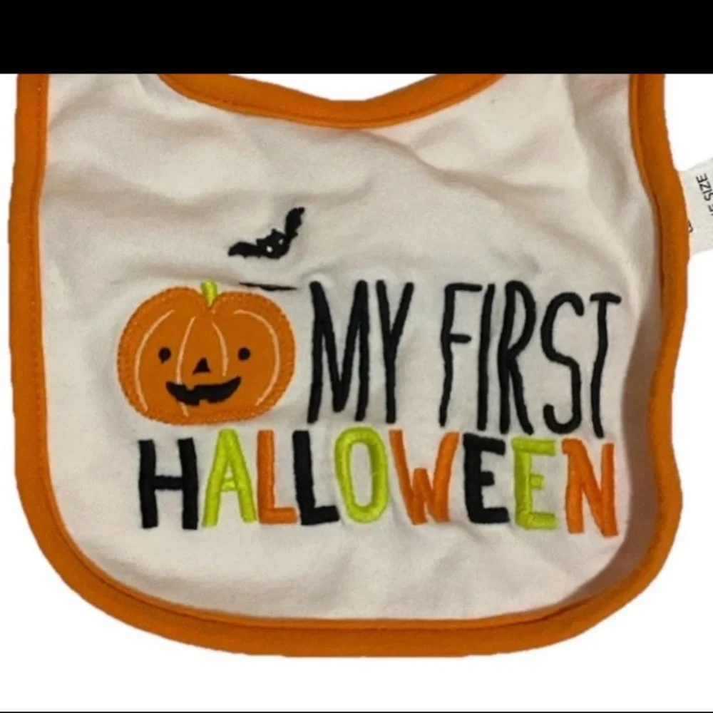 Carter’s Just One You Baby My First Halloween Pumpkin Teething Orange White Bib
